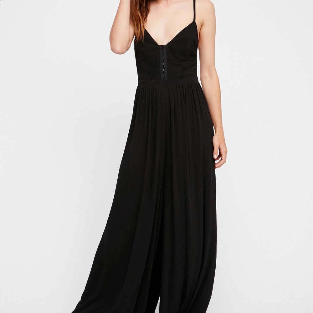 Free People Black Wide-Leg Jumpsuit w Corset